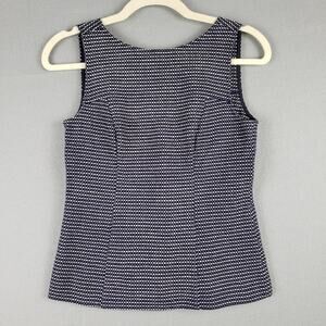Banana Republic Mad Men Collection 2 Petite Pleated Sleeveless Shell Black Tweed